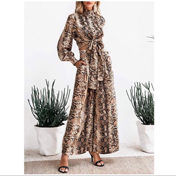 ✨NEW✨leopard print 2 piece crop and pants outfit - Picture 2 of 5